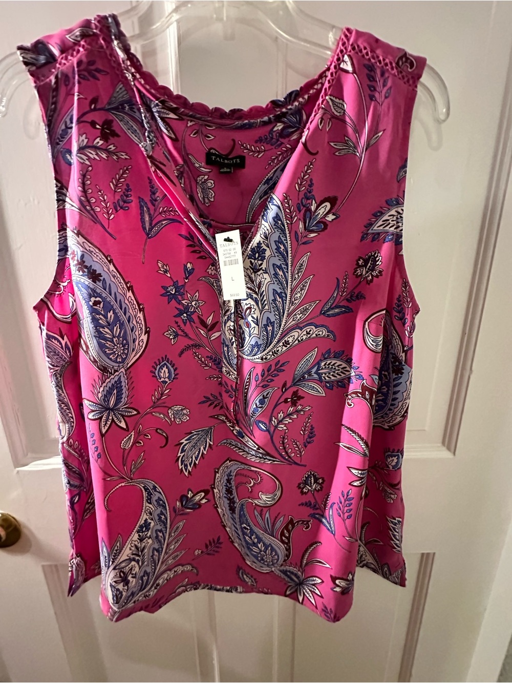 Talbots Fuchsia Paisley Sleeveless V-Neck Camisole